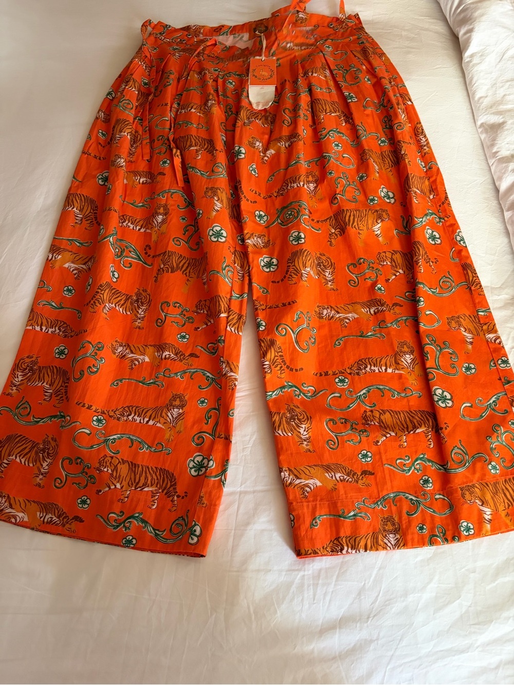 Wide Leg Tiger-Print Pants - Orange